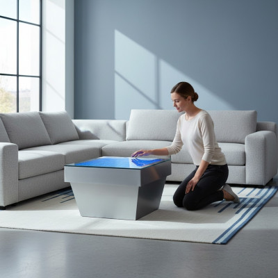 Conception Table Table Basse Colonnes d'Eau Décor Colonne Eau Tables de Canapé LED