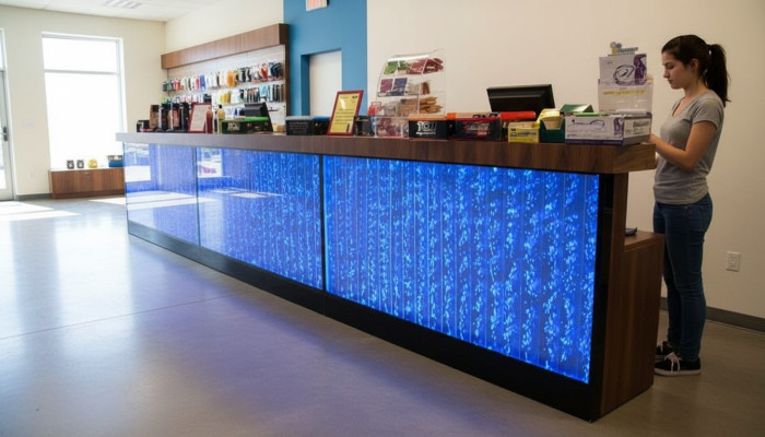Étagère de comptoir Bar Mur d'eau Colonne Mur d'eau éclairé Comptoir de bar