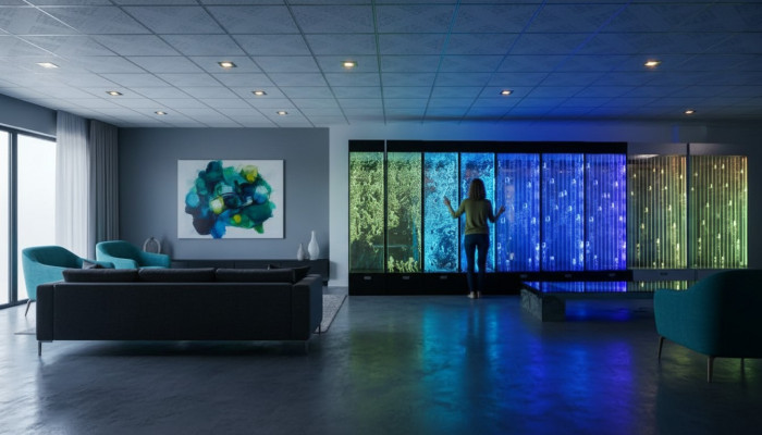 Panneau mural à bulles d'eau LED Décoration murale à bulles d'eau Designeur de fontaine d'eau