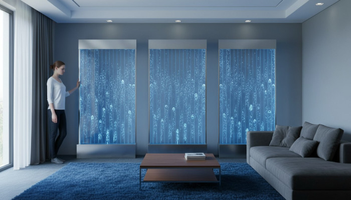 Panneau mural de cloison murale de design de mur d'eau à LED.