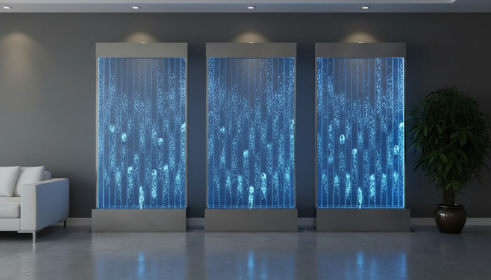 Panneau mural de cloison murale de design de mur d'eau à LED.