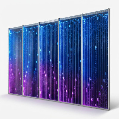 Décoration murale de partition moderne, murs d'eau décoratifs éclairés par LED, mur d'eau illuminé