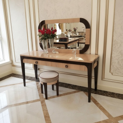 Table Console Miroir Commode Coiffeuse Chambre Tabouret Ensemble