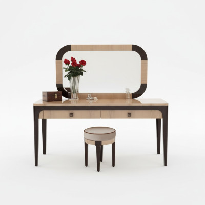 Table Console Miroir Commode Coiffeuse Chambre Tabouret Ensemble