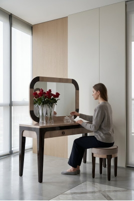 Table Console Moderne Miroir Commode Coiffeuse Chambre