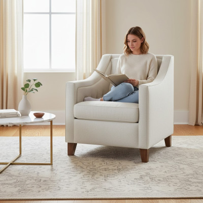Chaise 1x Chaise rembourrée de salle à manger Fauteuil TV Salon Siège textile Fauteuil Chesterfield
