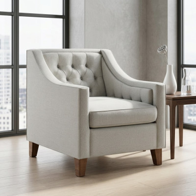 Chaise 1x Chaise rembourrée de salle à manger Fauteuil TV Salon Siège textile Fauteuil Chesterfield