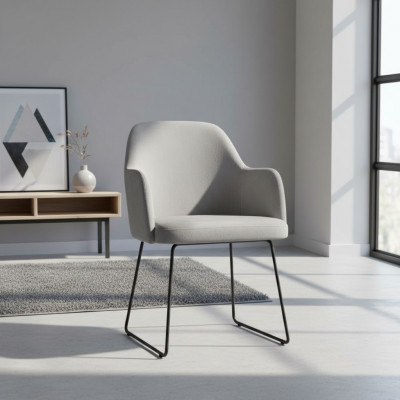 Chaises de salle inclinables modernes Groupe de 6 chaises Gris Tissu Accoudoirs Design