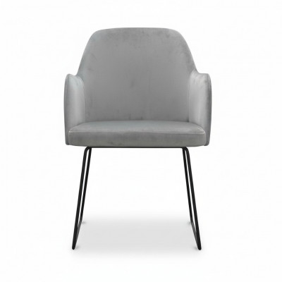 Chaises de salle inclinables modernes Groupe de 6 chaises Gris Tissu Accoudoirs Design
