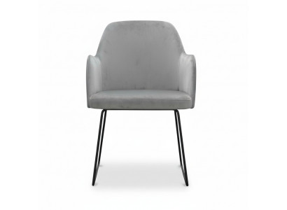 Chaises de salle inclinables modernes Groupe de 6 chaises Gris Tissu Accoudoirs Design