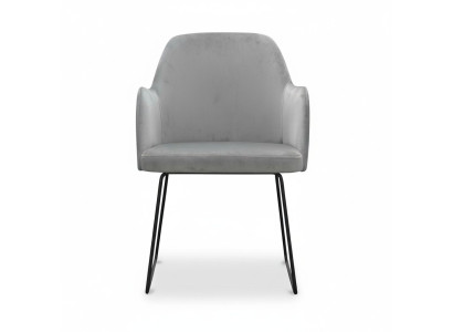 Chaises de salle inclinables modernes Groupe de 6 chaises Gris Tissu Accoudoirs Design