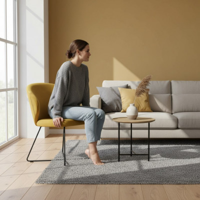 Fauteuils inclinables modernes Ensemble de 8 chaises avec accoudoirs en tissu jaune