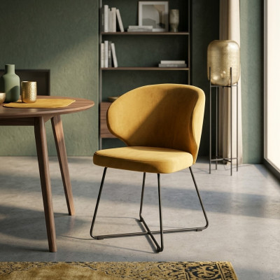 Fauteuils inclinables modernes Ensemble de 8 chaises avec accoudoirs en tissu jaune