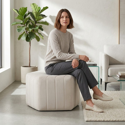 Repose-pieds en tissu Ottoman Velours Tabouret Pouf Pouf Textile