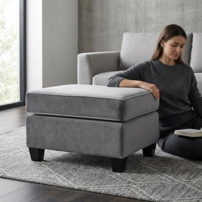 Tabouret Tabouret Pouf Pouf Repose-pieds Ottoman Velours 75x53m