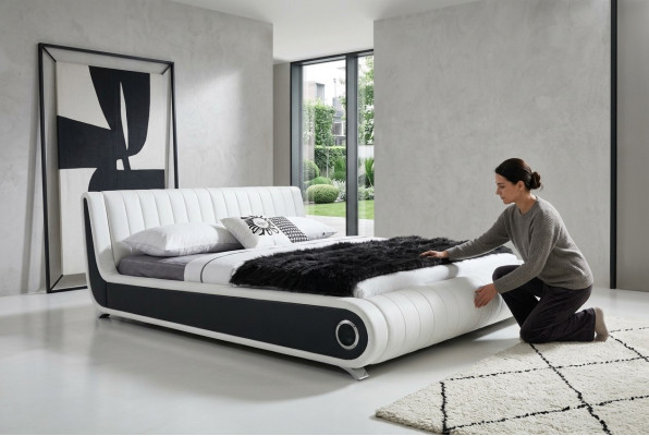 Lit de designer Lit de mariage Lit rembourré Lit de chambre Lit en cuir Lit neuf