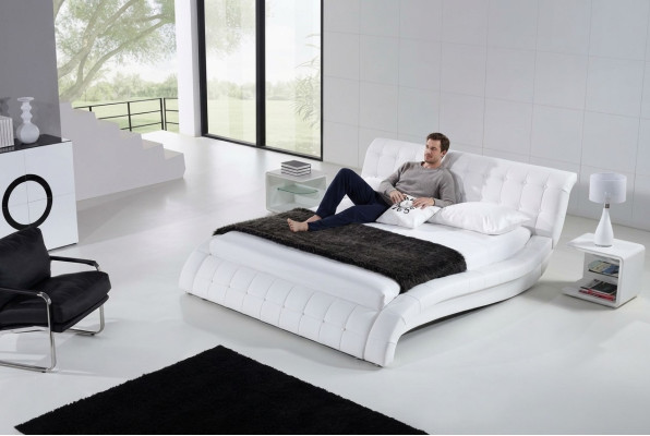 Lits Lits Rembourrage Double Mariage Hôtel Luxe Cuir Moderne Décoratif Designer