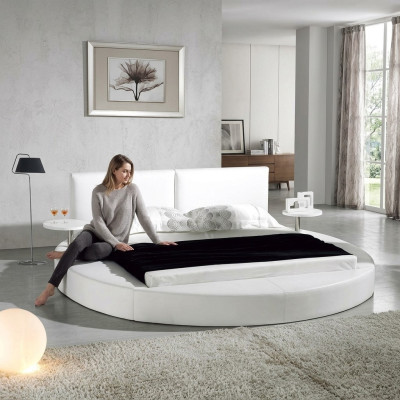 Lit rond design moderne Luxe Tissu d'ameublement Lits ronds Textile tissu