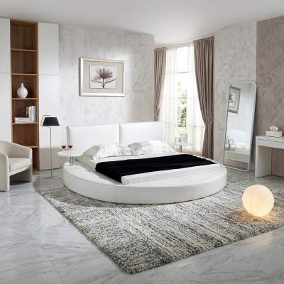 Lit rond design moderne Luxe Tissu d'ameublement Lits ronds Textile tissu