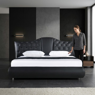 Chesterfield Lit Design Lits Classiques Double Revêtement en Cuir Chambre