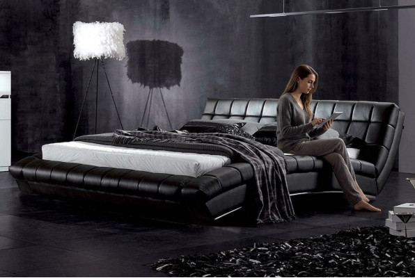 Lit Lits Tapisserie Double Mariage Luxe Cuir Moderne Designer Chambre