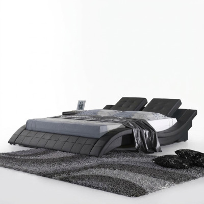 Lit double Lit design Lit de mariage Lit rembourré Chambre Lit en cuir neuf
