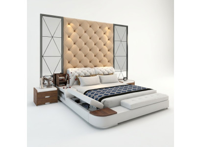 Conception de lit multifonction Revêtement de lit Lit double Lits Chesterfield de luxe