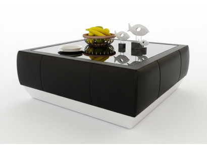 Tables de canapé rembourrées Table basse noire Table en verre Table latérale moderne