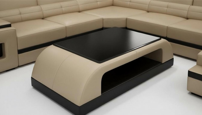 Table basse en cuir Table moderne Table en verre moderne Tables de design Table en verre