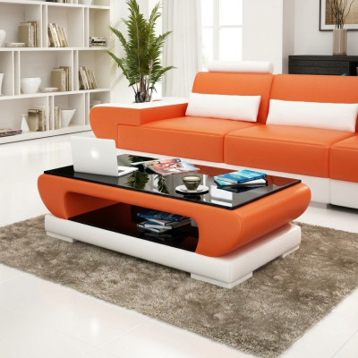 Table en verre design Canapé en cuir Table Tables Verre Sofa Tables de salon