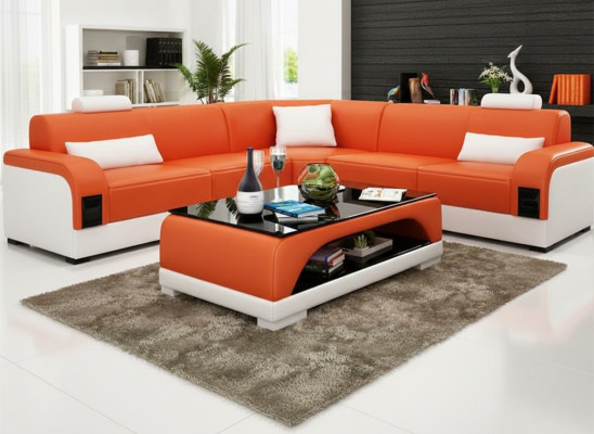 Table en cuir Table basse Table en verre Table de canapé Table moderne Table rembourrée