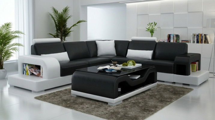 Table basse en verre noir table canapé table latérale moderne rembourrée