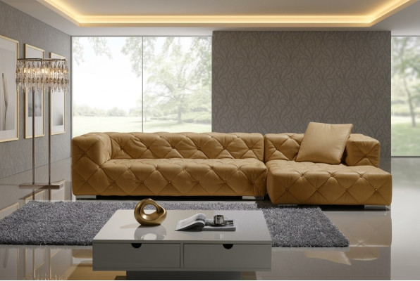 Canapé moderne en cuir Chesterfield Canapé en cuir Paysage vivant Canapé d'angle Canapé en cuir