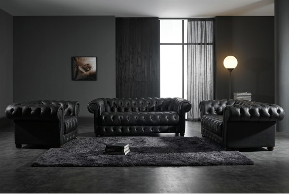 Canapé Chesterfield 3 places 311, Ensemble de canapés design en tissu