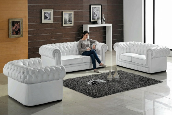 Canapés Chesterfield en cuir rembourré 32 places Ensembles de canapés 