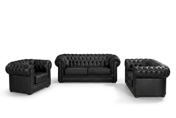 Ensemble de canapés Chesterfield Meubles Canapé 3 places Ensemble de canapés Tissu Canapé Cuir