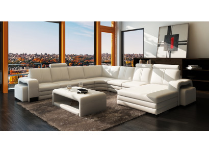 Salle de séjour Siège Suite Canapé Ensemble Rembourrage Ensemble paysage vivant Canapé + 2x Tabouret