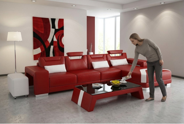 Canapé design Canapé d'angle avec tabouret Ensemble rembourré Salon paysager Forme en L