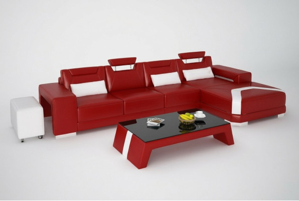 Canapé design Canapé d'angle avec tabouret Ensemble rembourré Salon paysager Forme en L