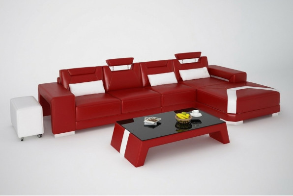 Suite de meubles de salon Ensemble complet 3 pièces. Canapé d'angle Tabouret Table