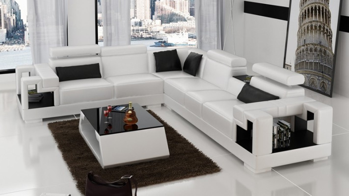Canapé d'angle Sofa Canapé Tapisserie Paysage de vie Canapés d'angle en cuir Suite en L en forme de nouveau