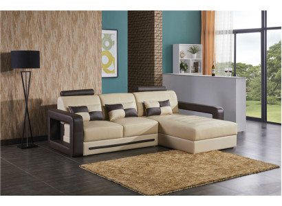 Canapé d'angle en L Canapé Sofa Suite de rembourrage Paysage vivant Canapé en cuir