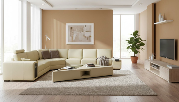Canapé design Canapé d'angle avec tabouret Suite Rembourrage Salon paysager