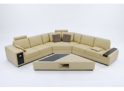 Canapé design Canapé d'angle avec tabouret Suite Rembourrage Salon paysager