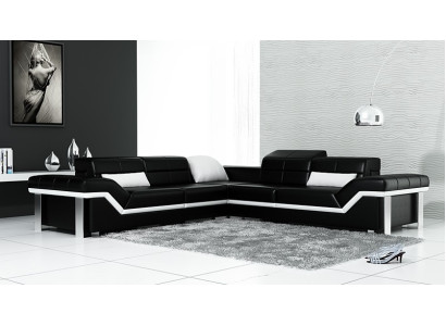 Canapé en cuir en forme de L Living landscape Canapé d'angle Suite Design Décor Moderne