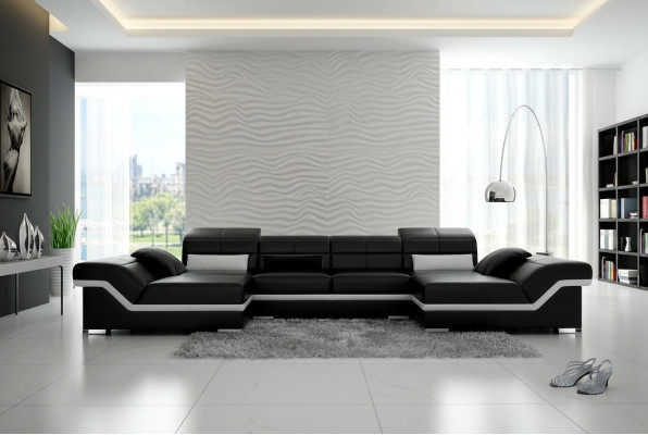 Canapé d'angle Canapé Canapé Rembourrage Paysage vivant Suite d'angle en cuir Forme en U