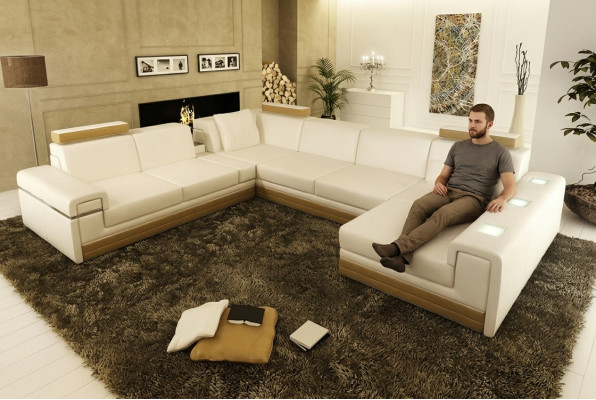 Canapé en cuir canapé en cuir salon ensemble de canapés canapé d'angle suite d'angle design canapé moderne