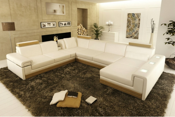 Canapé en cuir canapé en cuir salon ensemble de canapés canapé d'angle suite d'angle design canapé moderne