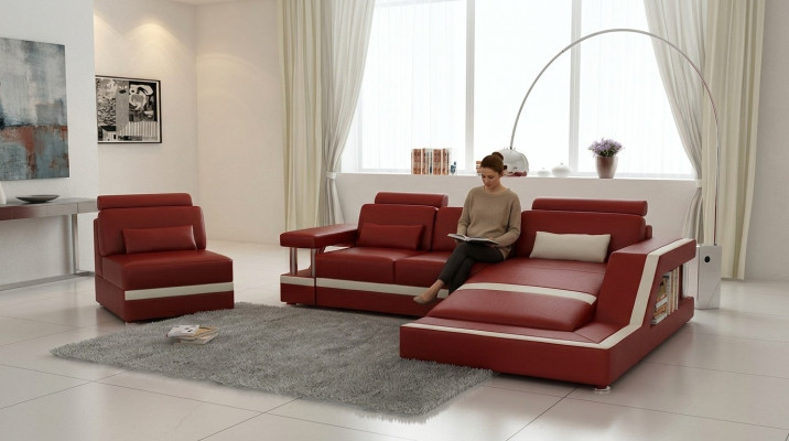 Canapé d'angle Ensemble de canapés Canapé d'angle en tissu Tabouret Complet Fauteuil Sofa
