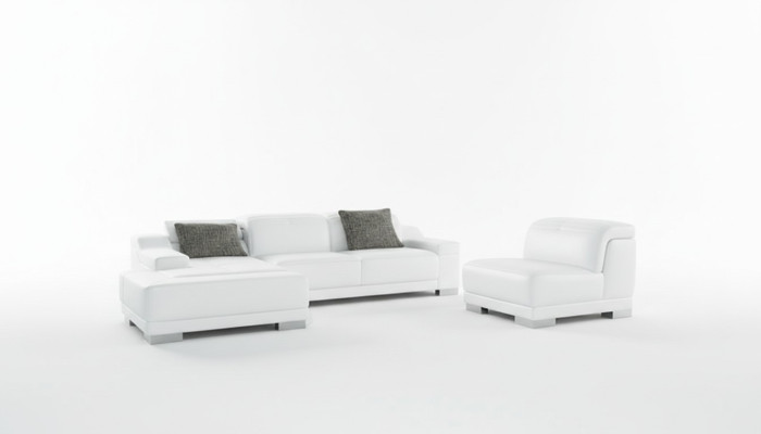 Canapé d'angle moderne en forme de L avec siège rembourré, canapé d'angle + fauteuil. Canapé d'angle